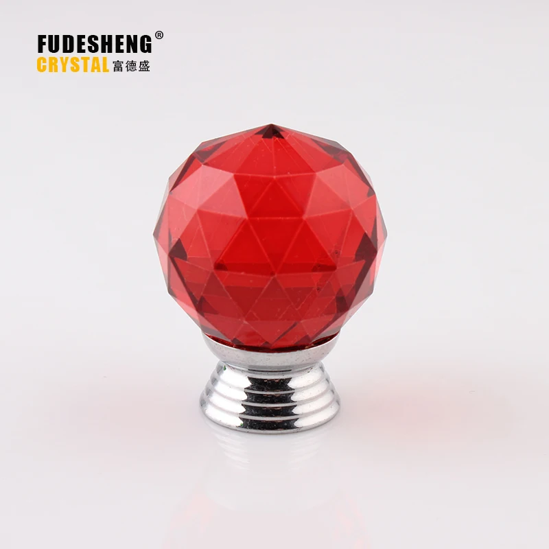 10Pcs Clear Red Crystal kitchen Knobs And Handles Dresser