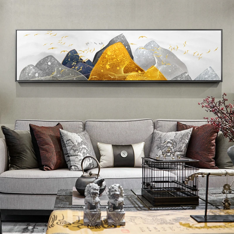 

Chinese Style Rivers Mountains Scenery Canvas Painting Cloud Sea Posters And Prints For Living Room Study Aisle Office Decor HD