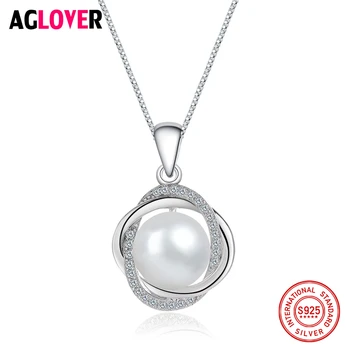 

Fashion Natural Freshwater 925 Sterling Silver Jewelry Pearl Pendant Necklace Wedding For Women Mother Pearl Pendant Best Gifts
