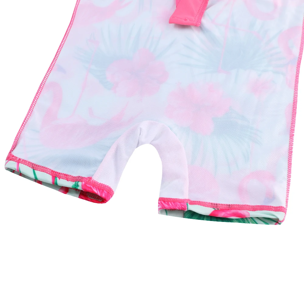 BAOHULU, розовый, цветочный принт, фламинго, одежда для купания для маленьких девочек, длинный рукав, детская одежда для купания для девочек и мальчиков, купальник для малышей