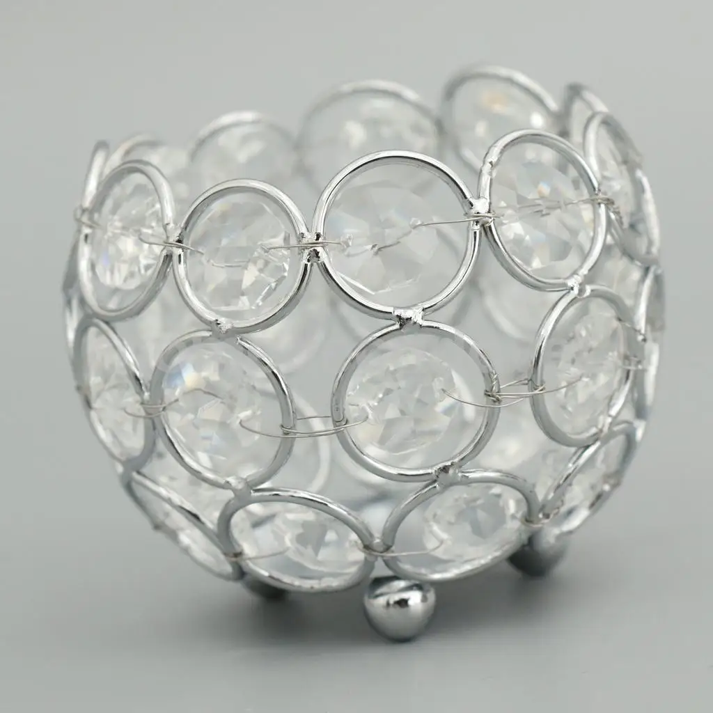 3'' Crystal Candle Holder Banquet Candlestick Tabletop Centerpiece Festive Holidays Wedding Supplies Lamp Decor 