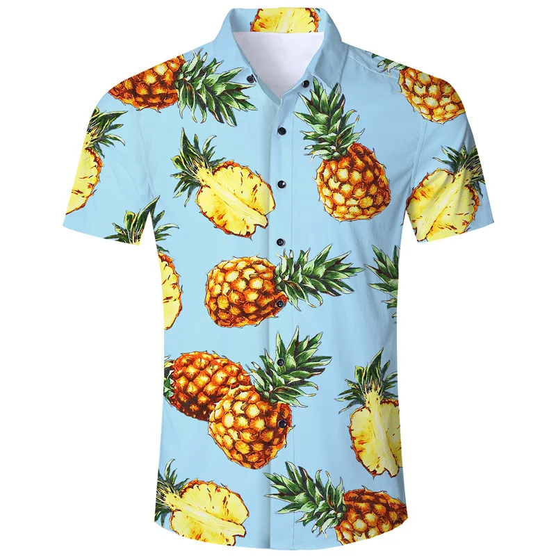 Camisa de hombre 2018 manga corta cuello vuelto estampado de piña camisa hawaiana Chemise Homme Hombre Ropa de verano camisa _ - AliExpress Mobile