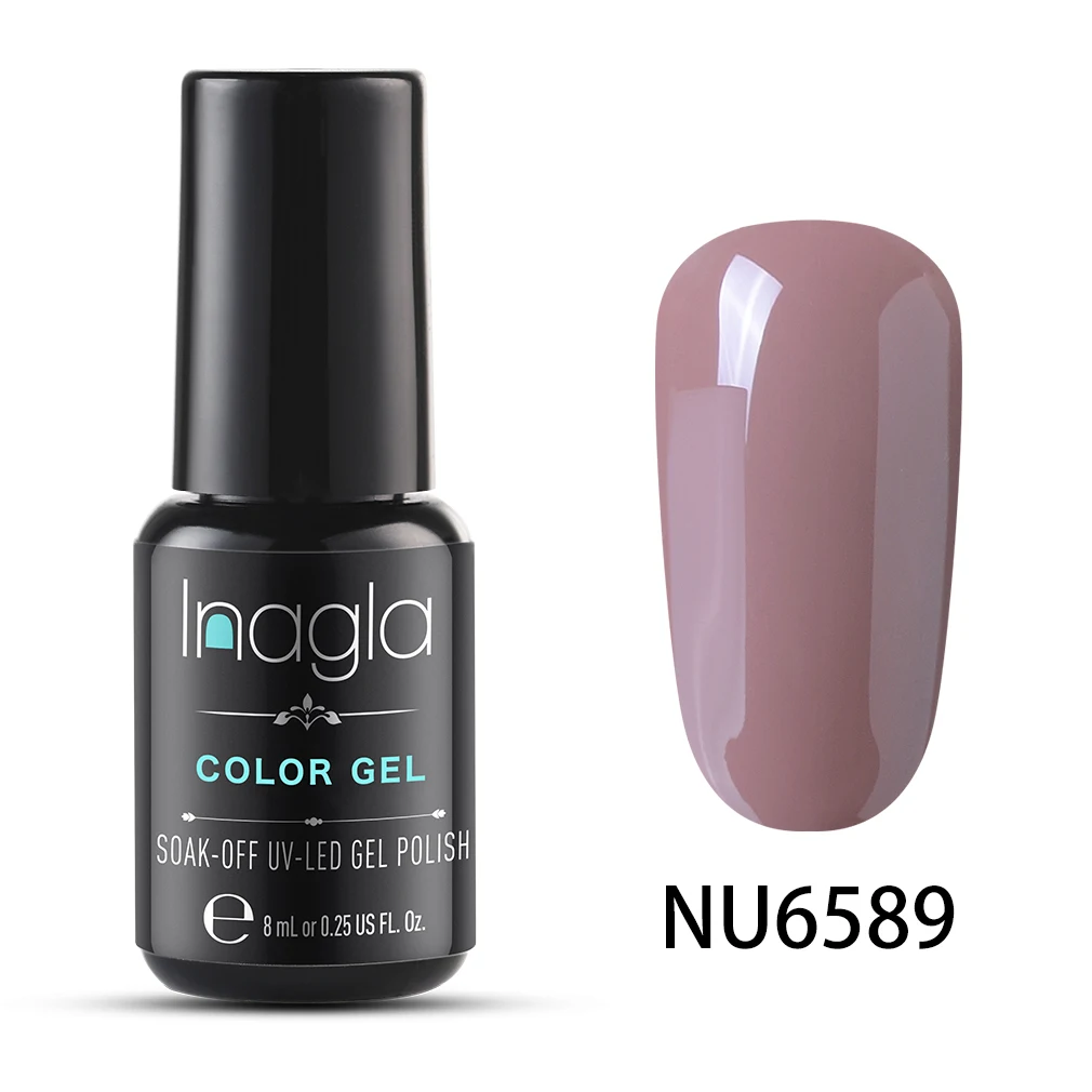 Inagla гель для ногтей 8 мл чистый цвет УФ светодиодный Гель-лак для ногтей долговечный Макарон замочить Гель-лак - Цвет: NU6589