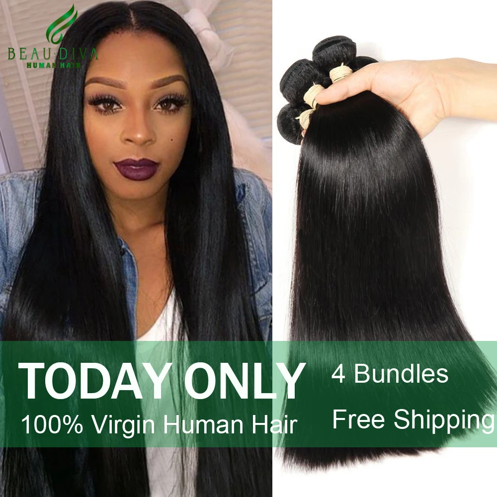 Peruvian Virgin Hair Straight 4 Bundles 7A Unprocessed Virgin Hair Straight Human Hair Weave Soft Peruvian Straight Virgin Hair