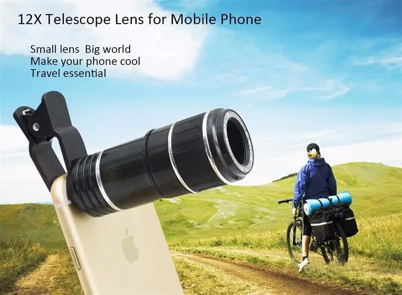 Новые 12X телефото зум-объективов телескоп Fisheye Широкий формат макро объектив рыбий глаз для Samsung S5 S6 S7 S7 Edge Note 4 5 7