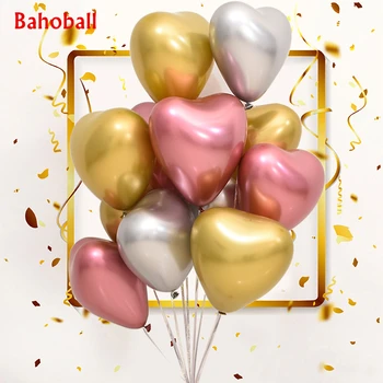 

10pcs 12 inch New Heart Metal Pearl Latex Balloons Thick Chrome Metallic Colors Inflatable Air Balls Globos Birthday Party Decor