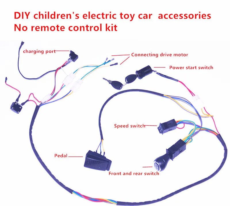 Детская электрическая машина DIY модифицированные провода и переключатель комплект, с 2,4G Bluetooth пульт дистанционного управления самодельный Детский Электрический автомобиль 12V