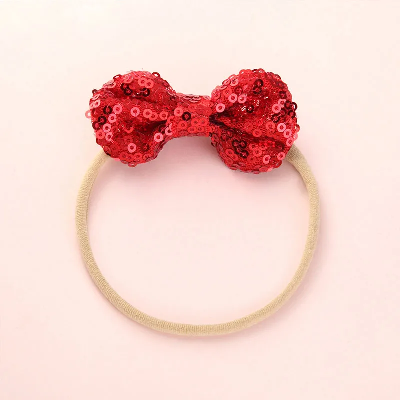 #3Fashion Shiny Baby Girl Nylon Elastic Headband Mini Ring Lace Bowknot Headdress Solid Color Newborn Baby Princess Headwear