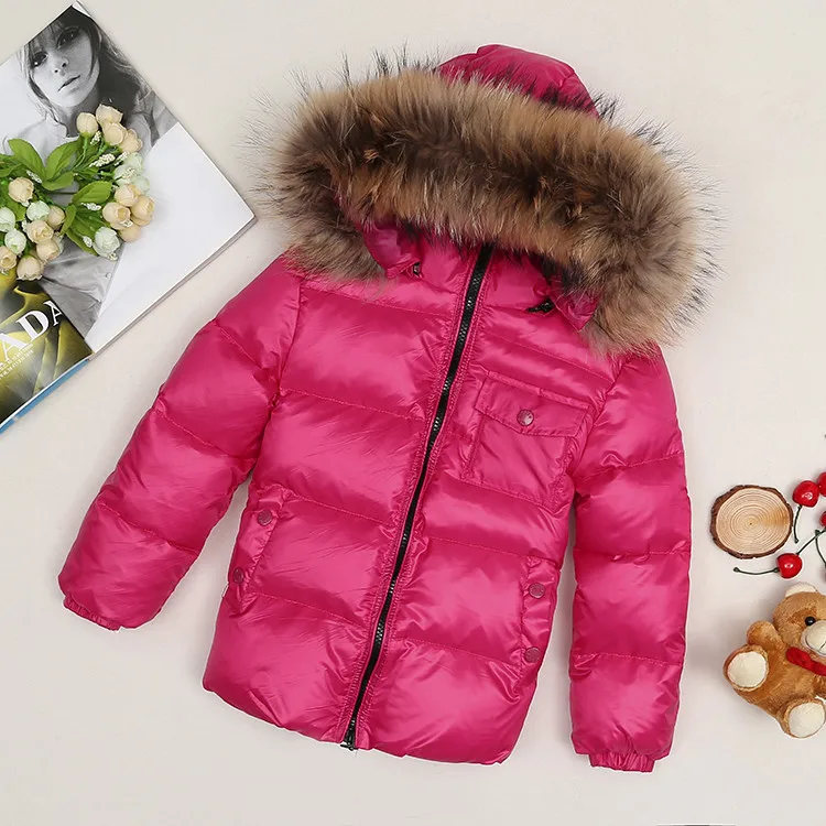 Г. Новая зимняя куртка-пуховик высокого качества детский толстый пуховик с большим меховым воротником короткое пальто для мальчиков и девочек - Цвет: Pink matt