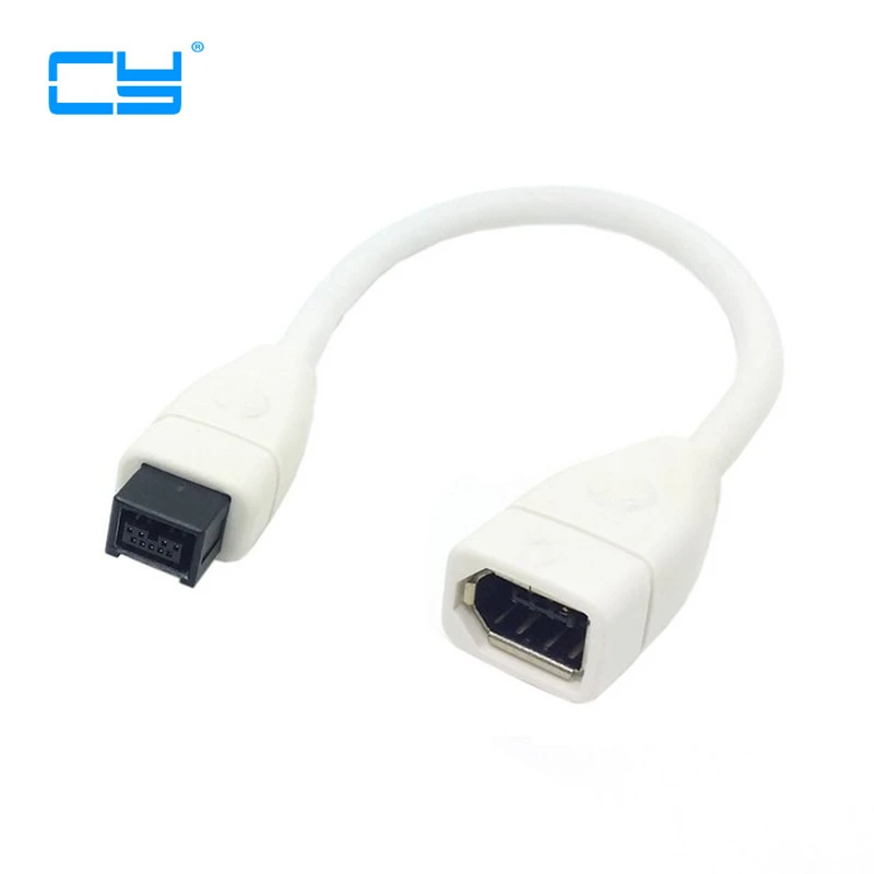 White Color IEEE 1394 6PIN Female to 1394b 9PIN male Firewire 400 TO 800 Cable 10cm White Color IEEE 1394 6PIN Female to 1394b 9PIN male Firewire 400 TO 800 Cable 10cm