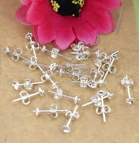 

40 шт., стержни для сережек из серебра 925 пробы