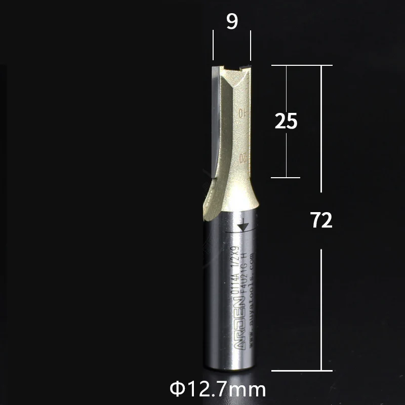 1 шт- ЧПУ твердосплавная Концевая фреза, деревообрабатывающий фреза, деревообрабатывающий фреза, метрический 2 флейты прямой долбежный нож - Длина режущей кромки: 12.7mm x 9mm
