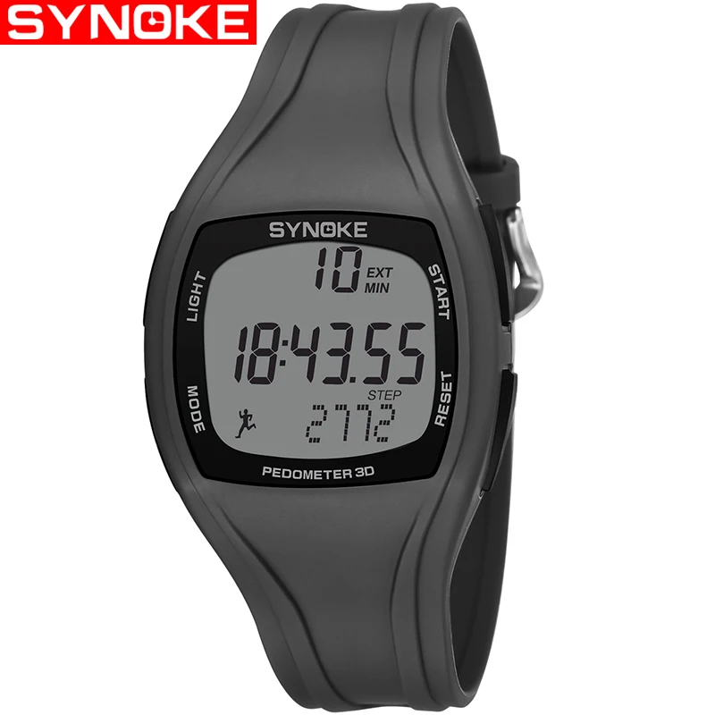 SYNOKE спортивные мужские часы шагомер калории хронограф G наручные часы водонепроницаемые ударные цифровые наручные часы подарок для мужчин - Цвет: Gray