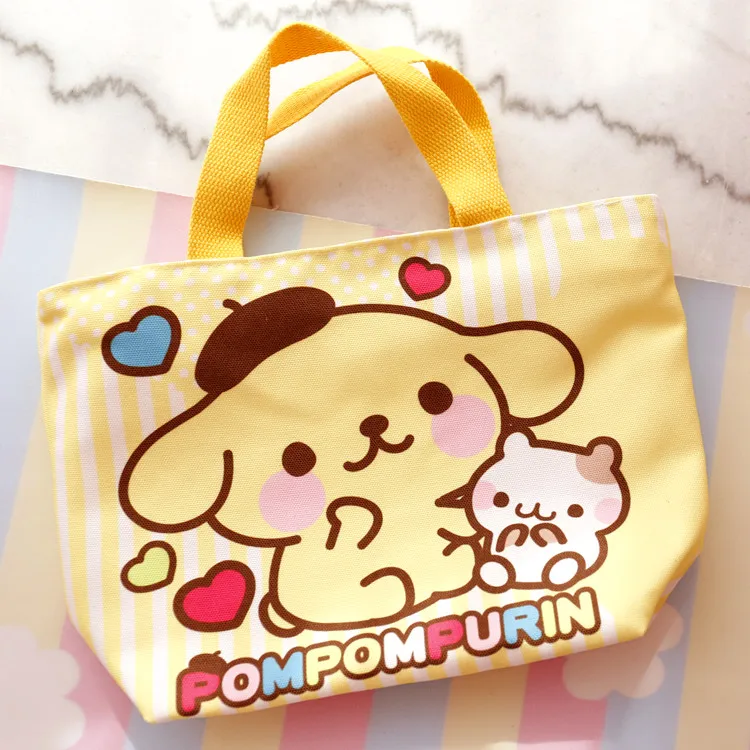 Мультяшная Hello Kitty Melody Cinnamoroll pompomprin Dog Холщовая Сумка для покупок женская сумка на плечо Детская сумка для обеда Эко сумка-тоут