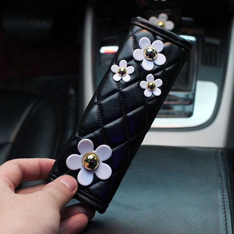Cute-Daisy-Flower-Premium-Leather-Handbrake-Sleeve-Women-Gear-Shift-Cover-Car-Styling-3