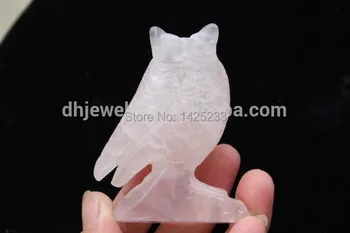 

Natural rose owl quartz crystal carving Night ow
