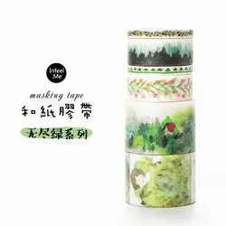 3 размера 6 рулонов зеленая серия японская васи лента Kawaii DIY декоративная клейкая Лента Скрапбукинг маскирующая лента наклейка этикетка