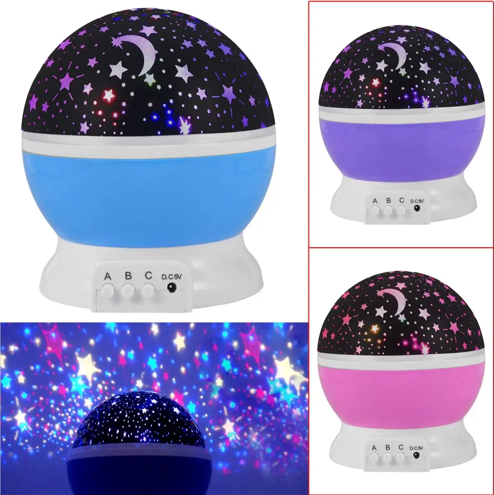 Rotary Flashing Starry Star Moon Sky Star Projector Room Novelty Night