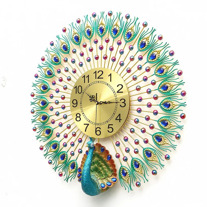 

Peacock Wall Clock Modern Design Living Room Silent Creative Quartz Clocks Wall European Metal Wall Clock Home Digital Watch