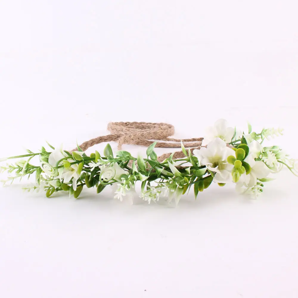 

Festive Wedding Big Flower Ring Wreath Crown Headband Floral Garlands Hair Band Solid Beautiful Women Girl Decoration Fashion