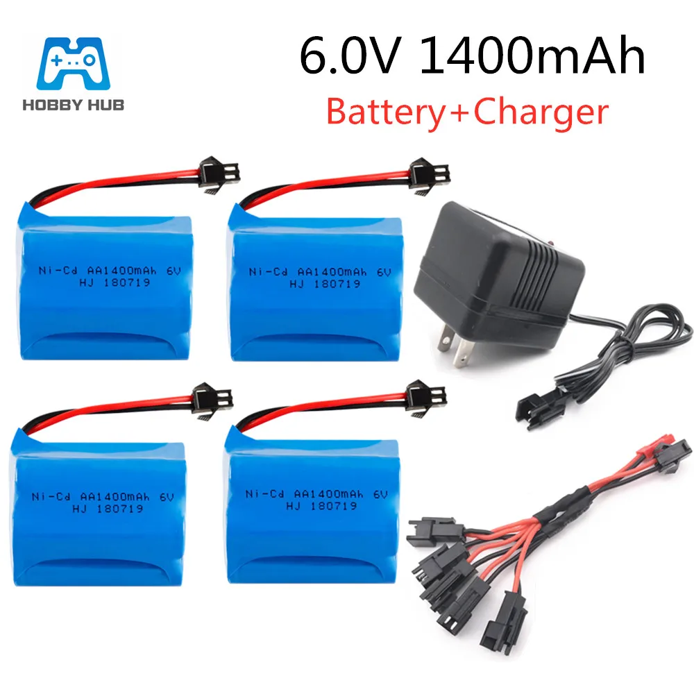 

2/3/4 PCS 6V 1400mAh For RC toys cars trucks tank 6.0v AA Ni-CD 5 in 1 charger Rechageable battery for Guns lighting facilities