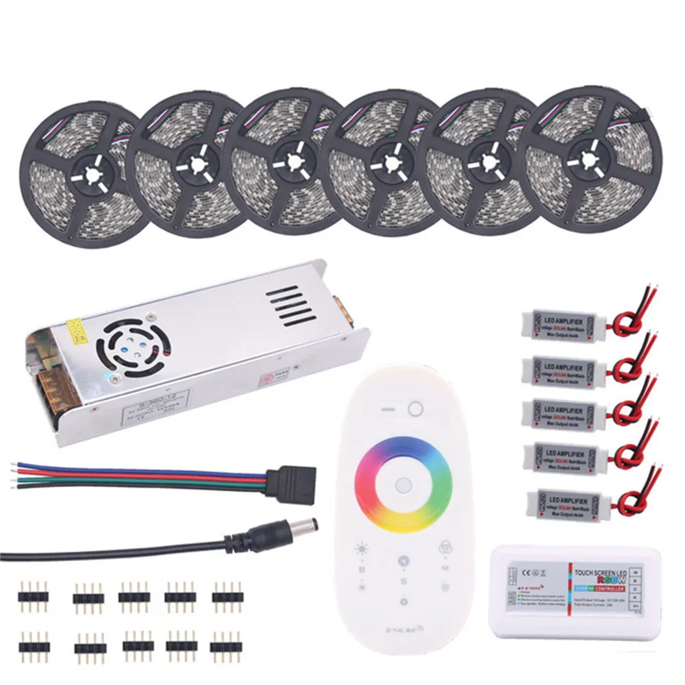 

5050 RGB LED Strip Waterproof 5M 10M 15M 20M 30M DC 12V RGBW RGBWW LED Light Strips 60led add Controller Power Amplifier