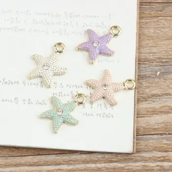 

Fashion New 50PCS Sea Star Oil Drop Alloy Bracelet Charms Gold Tone Metal DIY Jewelry Findings Phone Chain Necklace Pendants