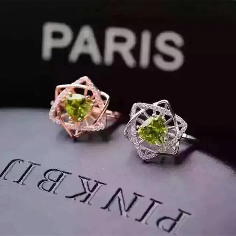 KJJEAXCMY fine jewelry 925 серебряных и природных оливин гексагональной кольцо с высокого качества супер огонь цвет для женщин