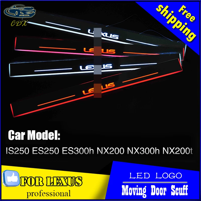 Car Styling LED Moving Door Scuff For Lexus IS250 ES250 NX200 300h Door Sill Plate Cover Side Step Led welcome Pedal Accessories