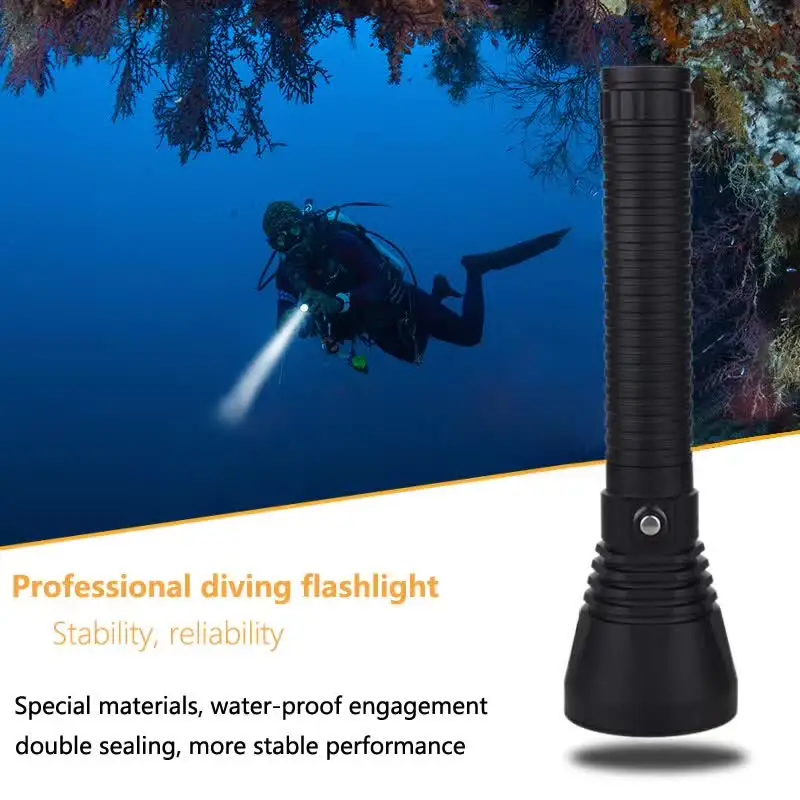 

LED XHP70 5000 Lumens LED Diving Flashlight White Light Underwater 100M Waterproof Scuba Torch 26650 Battery Charger