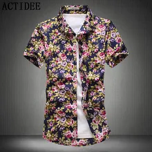 Новая высококачественная Модная хлопковая Мужская гавайская рубашка с коротким рукавом, большие размеры 3XL 4XL 5XL, летние повседневные рубашки с цветочным принтом для мужчин