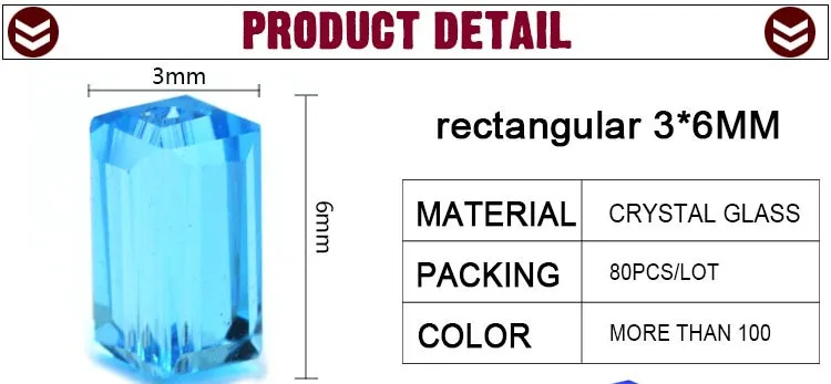 ZHUBI 80 шт. 3*6 мм AAA стеклянные бусины, шармы, австрийские кристаллы, свободные бусины, длинные квадратные формы, аксессуары для изготовления ювелирных изделий