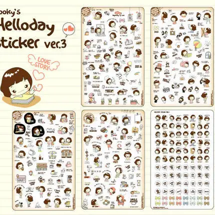 

5PCS/LOT Cute Korean Fashion Helloday Cookie Girl Lovely PVC Sticker
