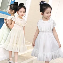 2019 New Fashion Girls Dress White Long Sleeves Lace Princess Baby Girl Clothes For Birthday Party Summer Dresses 2017 new luxury sweet jacquard lace girls princess long sleeves dresses for wedding birthday party spring kids white color dress