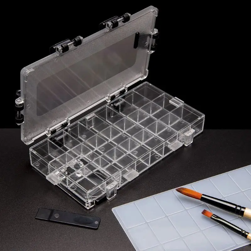

24/36 Grids Watercolor Moisturizing Painting Palette Leakproof Paint Palette Storage Box Stationery Painting teaching Supplies