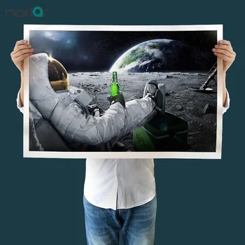 

A HD Printed Wall Art Canvas Astronaut Drinking Carlsberg Beer on the Moon Poster Canvas Painting Home Decor No Frame