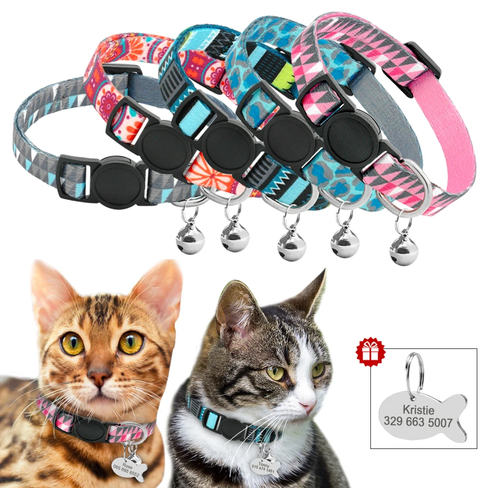 Quick Release Cat Collar With Bell Personalized Kitten Collar Breakaway