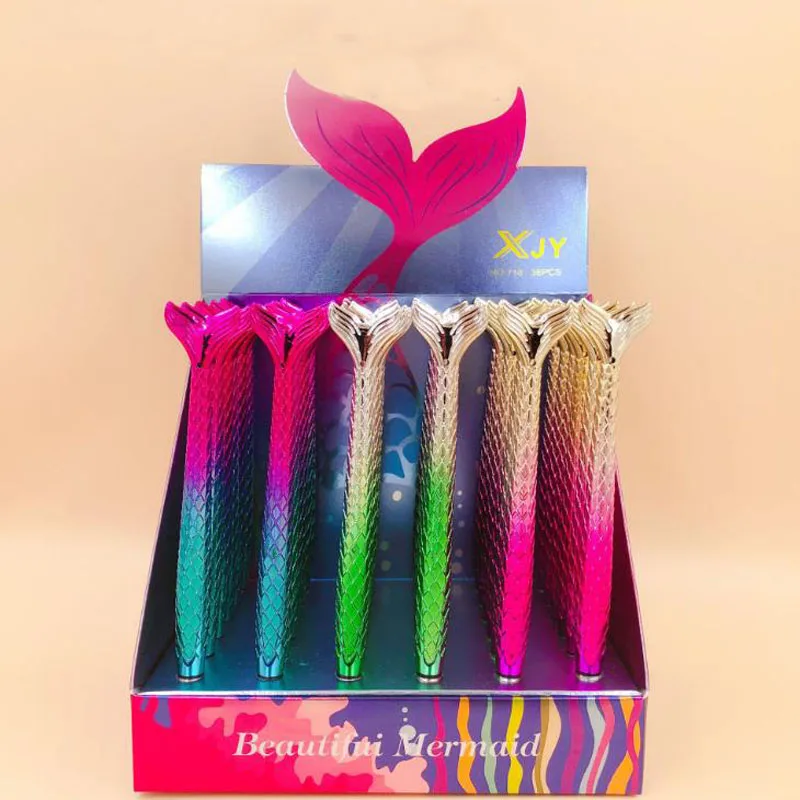

4 Pcs/set Cartoon Beautiful Mermaid Scale Sequins Gel Pens Black Ink Signature Pens Gift Stationery School Office Supply