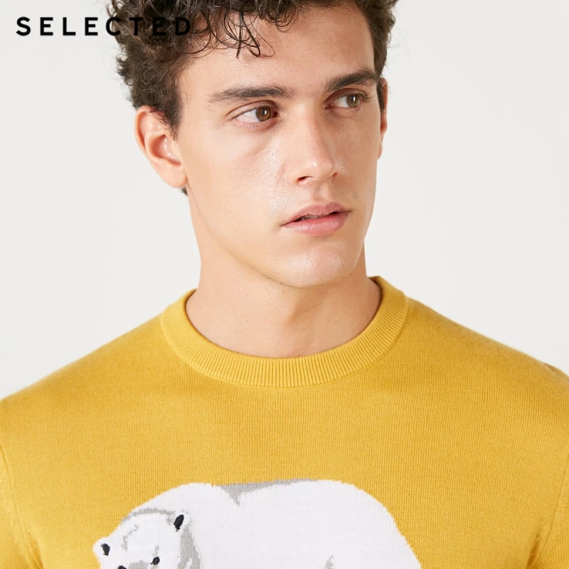 Skup Wybrane męskie z domieszką wełny zwierząt wzór okrągły dekolt długi z dzianiny z długim rękawem sweter S | 418424509