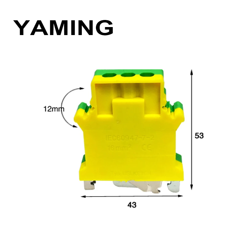 

10pcs/lot UK Guide Type Yellow Green Ground Connection Terminal Block Row USLKG16 16mm2 Group Combine Ground Terminal Lug Plate