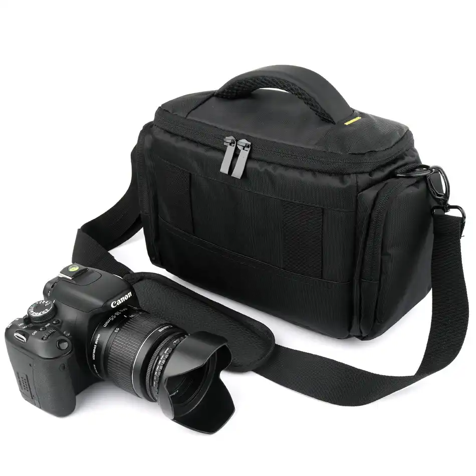Hombro Cintura Cámara Bolsa De Nylon Negro Para Panasonic LUMIX DMC G6 GF6 GH3 GH2