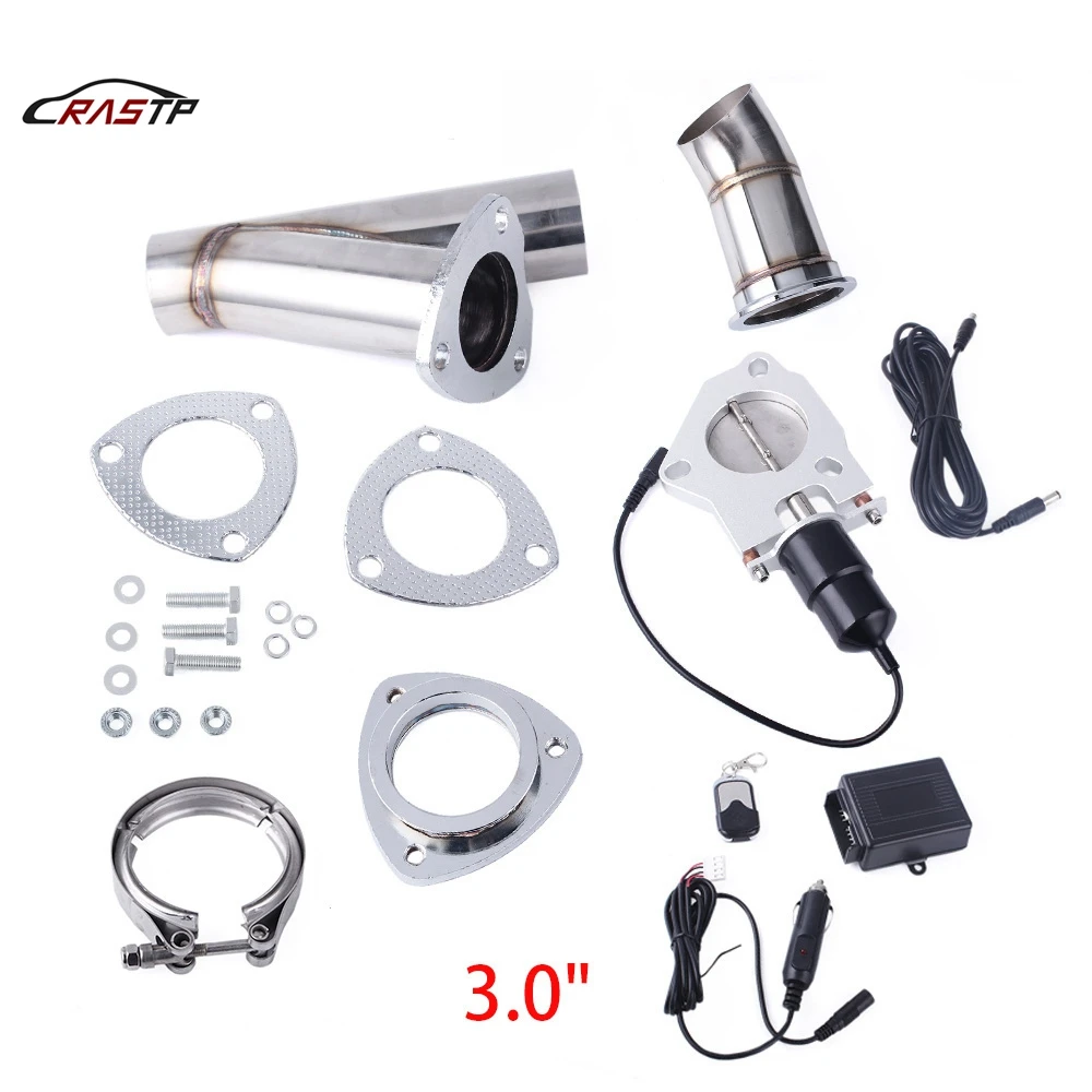 

RASTP- Power Sound 3" 76mm Mannal Electric Exhaust Catback Downpipe Cutout E-cut Valve System Kit RS-BOV056