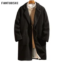 Зимнее пальто, мужское Модное Длинное стильное шерстяное пальто, куртка, мужские повседневные пальто, куртки, Толстая Теплая мужская ветровка 5XL