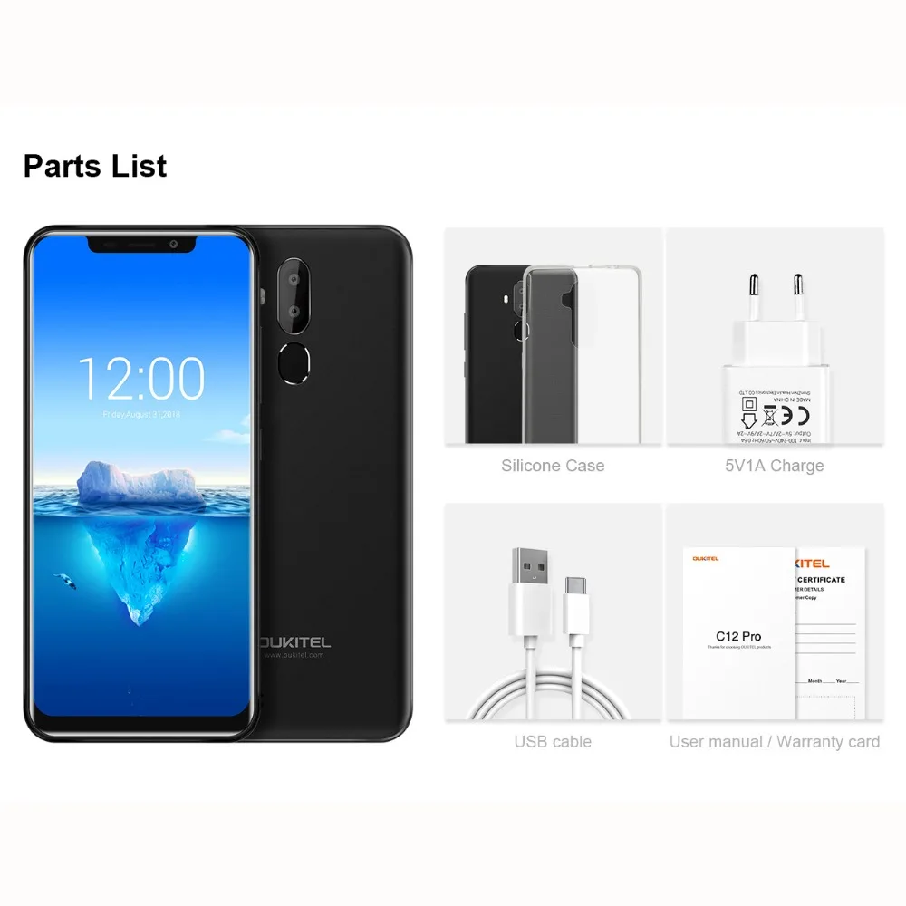 Мобильный телефон OUKITEL C12 Pro 5 дюймовый экран 19:9 Android 8 1 4 ядра MT6739 2 ГБ 16 4G LTE сканер
