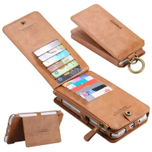Luxury Brand Floveme PU Leather Case Cover For Samsung Galaxy S6 Edge 2 in 1 Metal Zipper Wallet Pouch Bag With Card/Money Slots