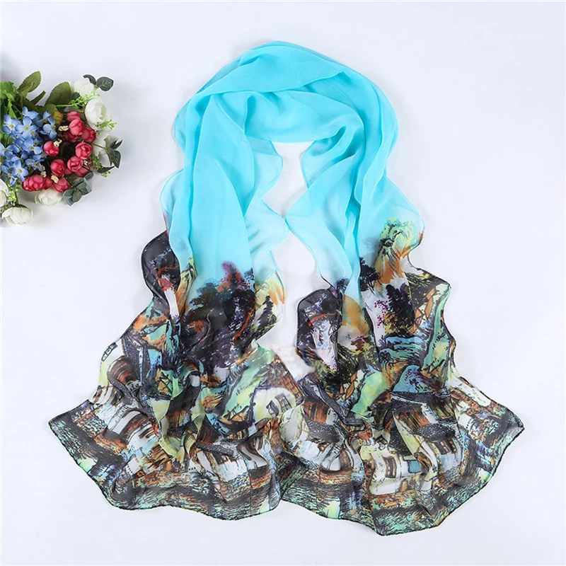 New Fashion Summer Style Brand Designer Scarf Women Chiffon Print Scarf
