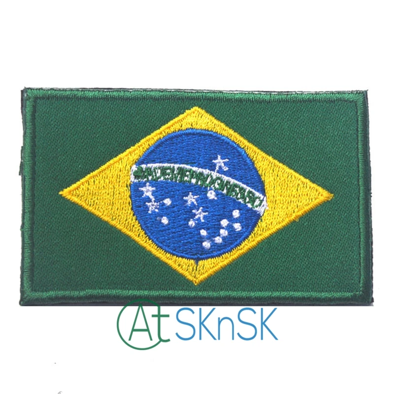 

1pcs Flag Patch Tan Embroidery Brazil 3D Military Embroidered Badges Tactical Patch DIY handmade clothes Accessory