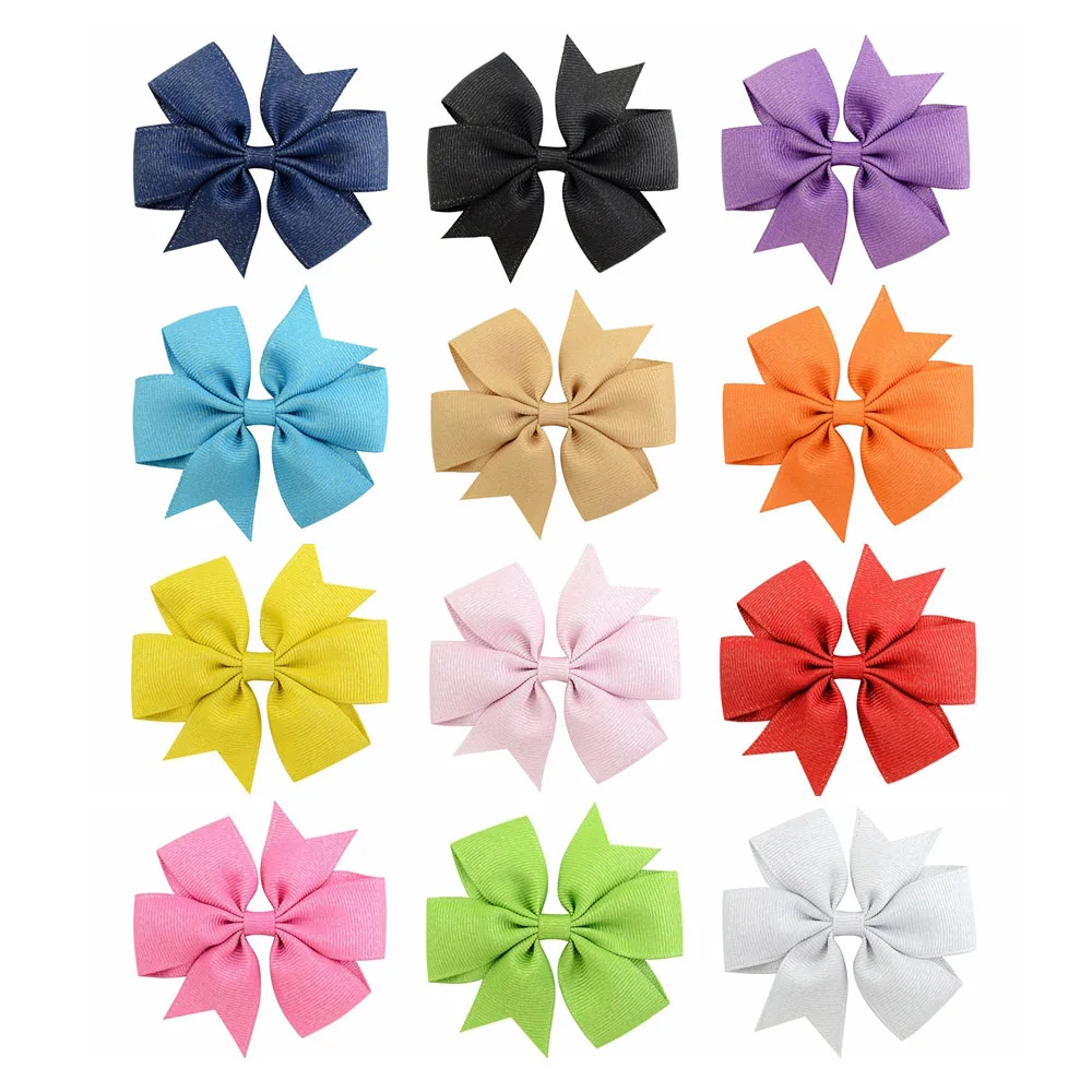 3.15 Inch Baby Girls Bows Hair Accessories 12 Color Gold Silver Weft Ribbon Clip Head Dress Hairpins For Kids Drop Shipping | Детская