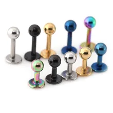 Piercings labret 4/6/8/10mm aço inoxidável prata cor ouro preto azul corpo jóias 1pc