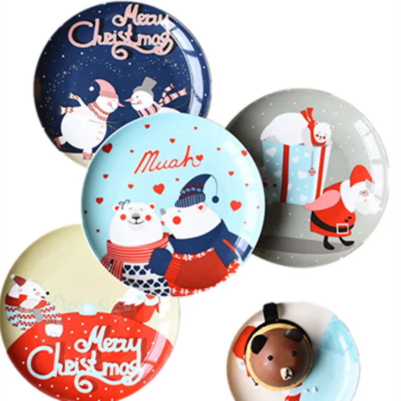 

Ceramic Christmas Plate "Merry Christmas"Bone China Cake Dishes Plates Porcelain Pastry Fruit Tray Tableware For Steak Dinner
